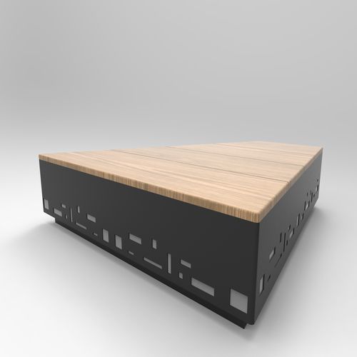 Banco para espaço público de design original - ISLAND - CITYSì - em madeira / em metal pintado / modular