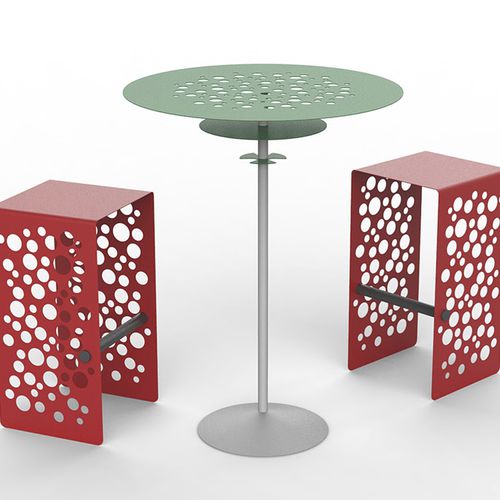 Mesa de design original - LEVANTE  - CITYSì - em chapa / com base metálica / redonda