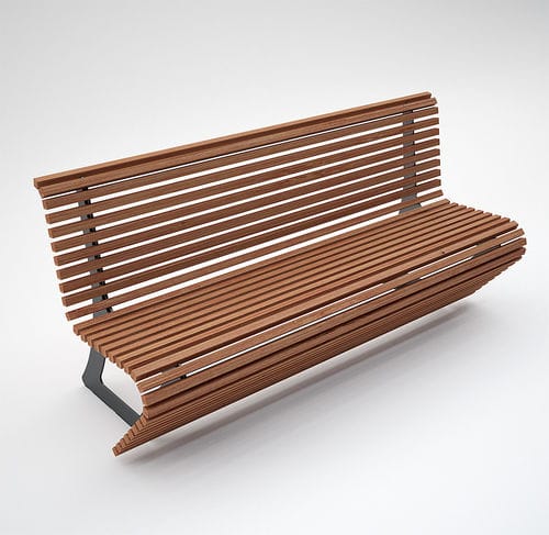 Banco para espaço público contemporâneo - ELODIE COLORWOOD  - CITYSì - em alumínio / em metal pintado / com encosto