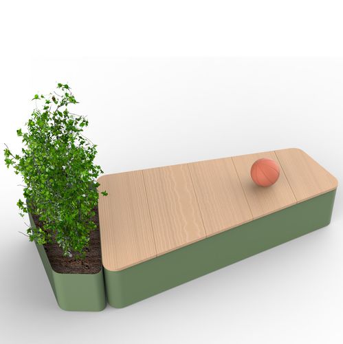 Banco para espaço público de design original - DOLMEN - CITYSì - em madeira / em aço pintado / modular