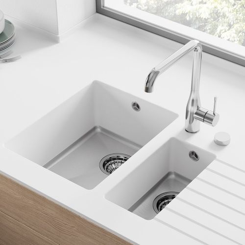Pia com 2 cubas - FSP-12 - Hasenkopf - com escorredor / em Corian® / integrada