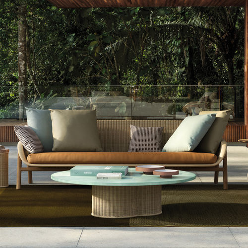Sofá contemporâneo - VIMINI - KETTAL - para ambiente externo / em tecido / em madeira