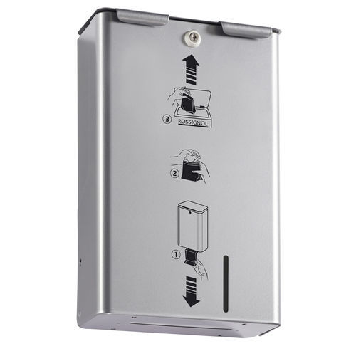 Dispenser de sacos para descarte de absorventes de parede - STELLA - ROSSIGNOL - com lixeira integrada / manual / metálico