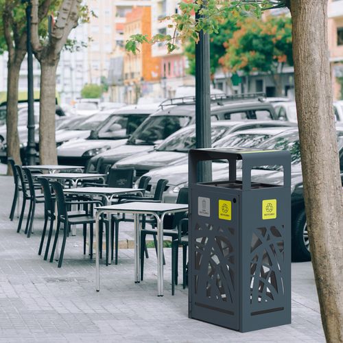 Lixeira metálica - CYBEL - ROSSIGNOL - em policarbonato / para ambiente externo / de coleta seletiva