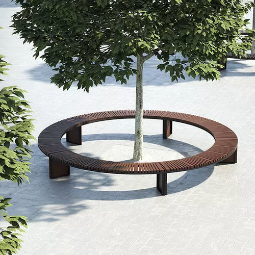 Banco para espaço público contemporâneo - SOHA - Concept Urbain - em madeira exótica / em aço galvanizado / em chapa