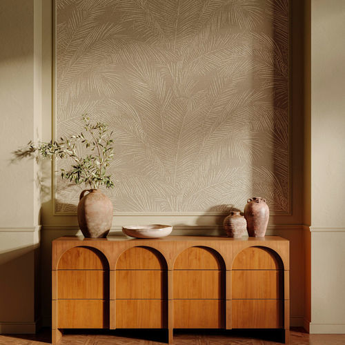 Papel de parede contemporâneo - MAUI - ARTE - vinílico / floral / cinza