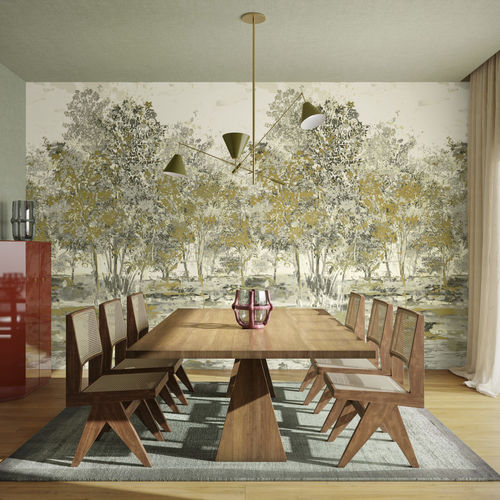 Acabamento de parede em suporte não tecido - Sherwood - ARTE - para ambiente interno / em linho / com motivos impressos