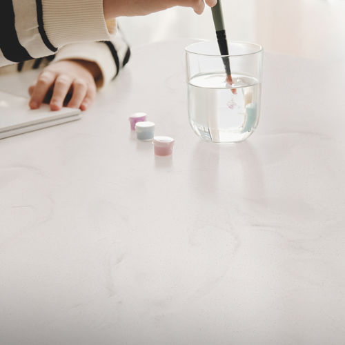 Tampo de bancada em Superfície Sólida - Downy White SF100 - Staron Solid Surfaces - da linha comercial / para ambiente externo / branco
