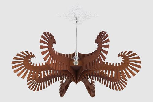 Lustre de design original - OCTOPUS - Valchromat - em aço inoxidável / em madeira