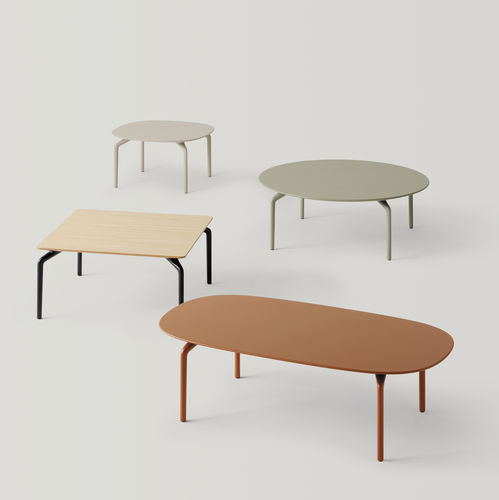 Mesa lateral contemporânea - KERN - INCLASS - em madeira / com base em alumínio / redonda