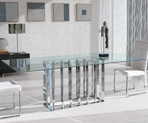Mesa contemporânea - LIFE CLASS : PLACE VENDOME 250 - Italy Dream Design - em vidro / em mármore / com base em metal cromado