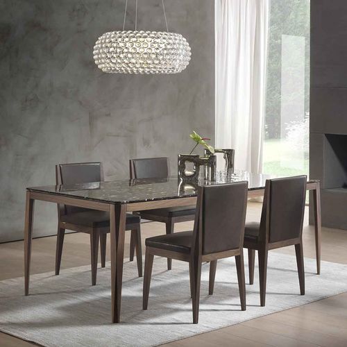 Mesa de jantar contemporânea - SHAPE - Italy Dream Design - em mármore / com base em madeira maciça / com base em nogueira