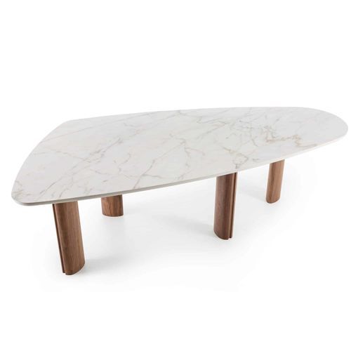Mesa de jantar contemporânea - SHAPE - Italy Dream Design - em mármore / com base em nogueira / curva
