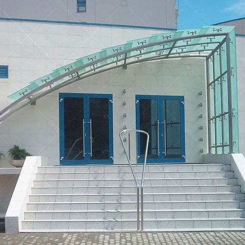 Cobertura para porta - POINT-FIXED - Glas Expert - para estabelecimento do setor terciário / metálica / em vidro