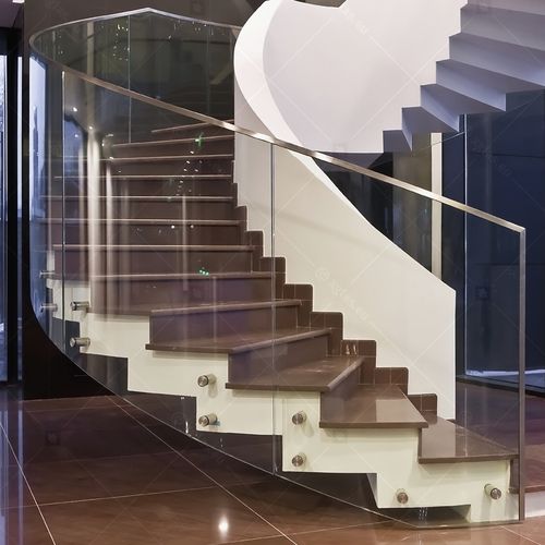 Guarda-corpo em vidro temperado - CURVED - Glas Expert - com painéis de vidro / para ambiente interno / para escada