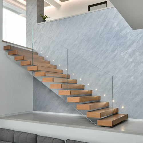 Escada reta - MANHATTAN - TECNOSCALE - com degraus em madeira / da linha residencial / da linha comercial