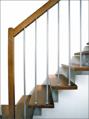 Guarda-corpo metálico - EASY/EASY INOX - TECNOSCALE - em madeira / com barras / para ambiente interno