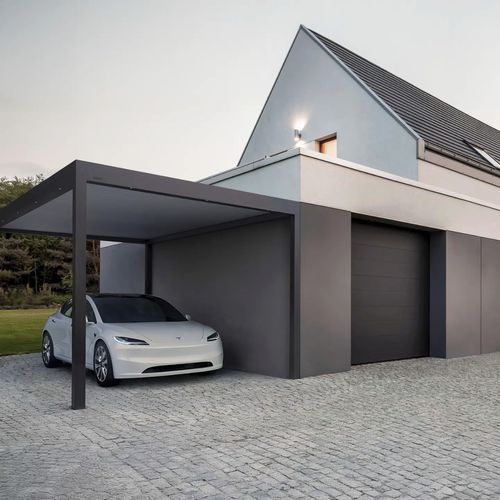 Cobertura para estacionamento de carros sob medida - B910 - Brustor - com iluminação embutida / em alumínio