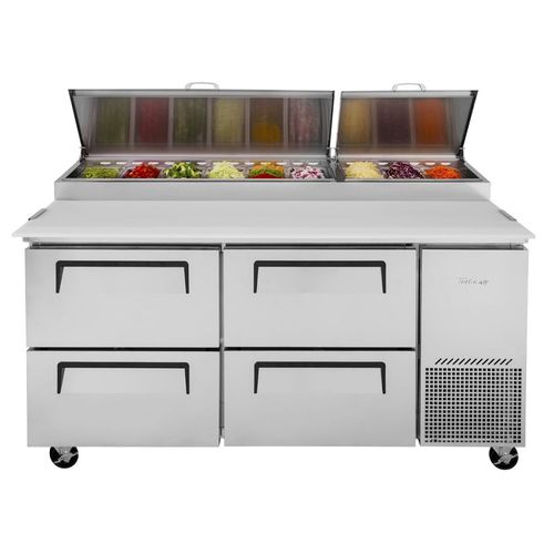 Bancada de preparação para pizza - TPR-67SD-D4-N - Turbo Air - em aço inoxidável / móvel / refrigerada