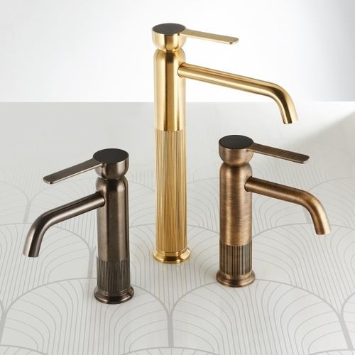 Misturador monocomando para lavatório - Lumière - Armando Vicario - de bancada / em aço inoxidável / para banheiro