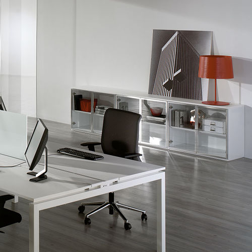 Armário de arquivo baixo - NEXO - Ofifran - em vidro / em laminado melamínico / contemporâneo