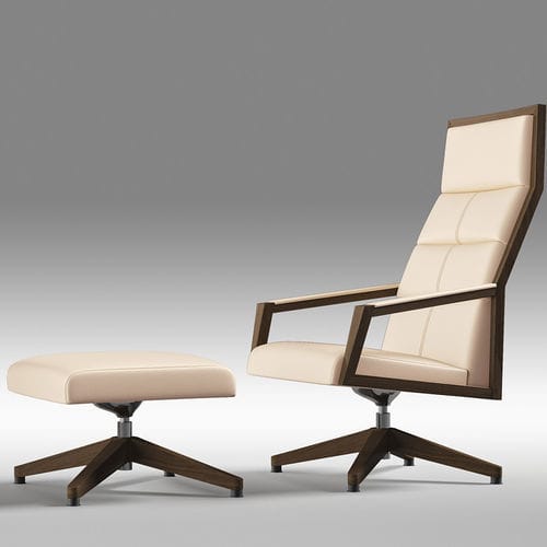 Poltrona para interlocutor contemporânea - SQUARE XL - Ofifran - em couro / em tecido / em madeira