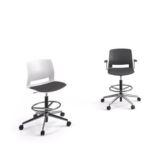 Banqueta de trabalho contemporânea - EASY - Ofifran - em tecido / com base metálica / com rodízios