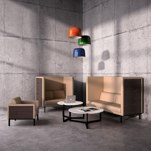 Poltrona contemporânea - GALLERY - Ofifran - em couro / em tecido / em madeira
