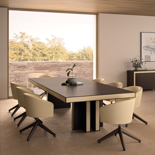 Mesa de reunião contemporânea - BELESA - Ofifran - em madeira / com base em madeira / retangular