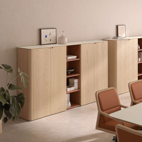 Buffet aparador alto - BOSCO - Ofifran - contemporâneo / em madeira / com prateleiras