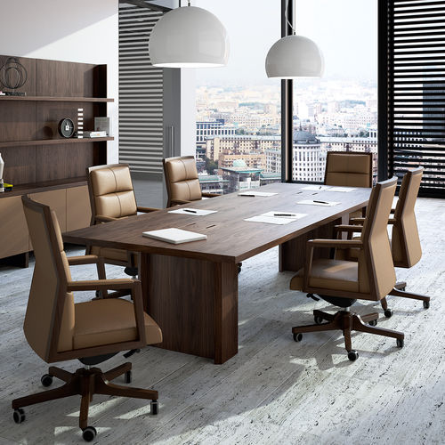 Mesa de conferências contemporânea - FREEPORT - Ofifran - em madeira / com base em madeira / retangular