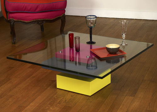 Mesa de centro contemporânea - PIED-G - Les Pieds sur la Table ® - em vidro / quadrada / sob medida