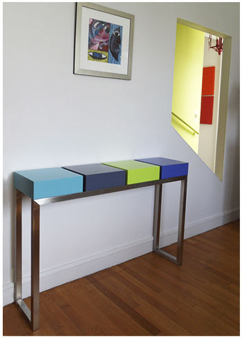 Aparador contemporâneo - PIED-ESTAL - Les Pieds sur la Table ® - em aço inoxidável / retangular / com gavetas
