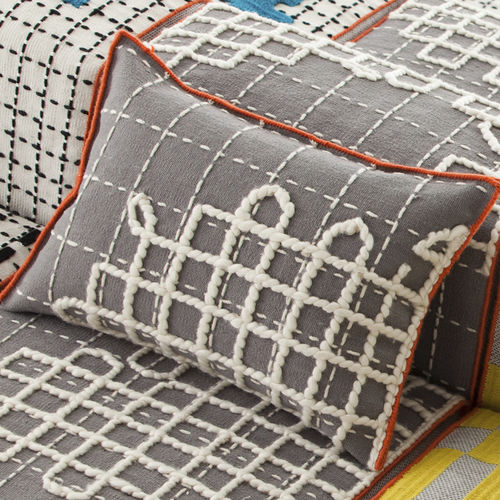 Almofada para sofá - BANDAS - GAN RUGS - retangular / estampada / de lã