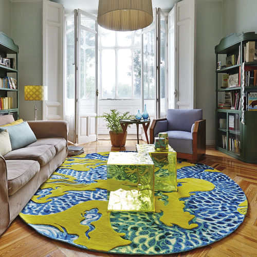 Tapete contemporâneo - BLUE CHINA - GAN RUGS - estampado / de lã / em algodão