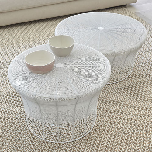 Mesa de centro contemporânea - ARAM - GAN RUGS - em aço termolacado / com base em aço inoxidável / redonda