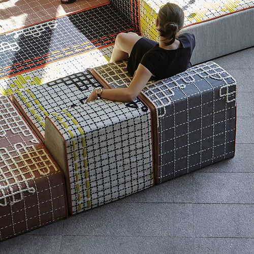 Chaise longue contemporânea - BANDAS  - GAN RUGS - de lã / em poliéster / modular