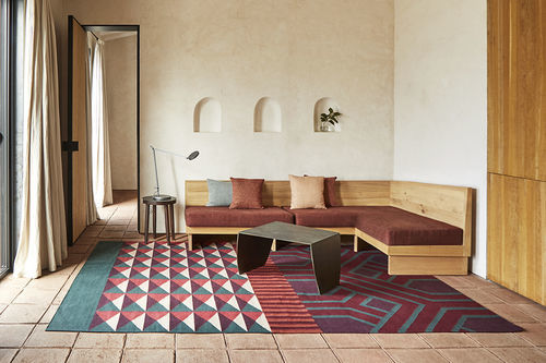 Tapete contemporâneo - NDEBELE - GAN RUGS - geométrico / de lã / retangular