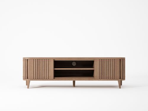 Rack de TV contemporâneo - LP03 - Karpenter - baixo / com 2 portas / em carvalho