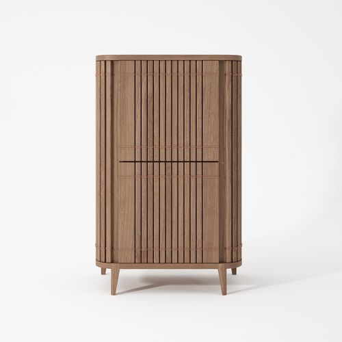 Móvel bar contemporâneo - KP06 - Karpenter - em teca / em carvalho branco / com porta de abrir