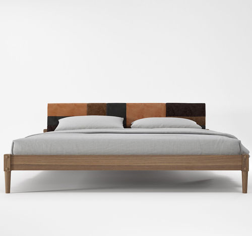 Cama king size - KW08EU - Karpenter - contemporânea / com cabeceira em couro / em teca