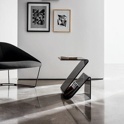 Porta-revistas contemporâneo - ZETA - Sovet Italia - da linha residencial / de vidro curvo / em vidro fumê