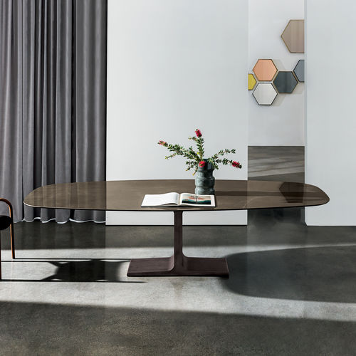 Mesa de jantar contemporânea - Palace shaped - Sovet Italia - em madeira / em vidro laqueado / em vidro fosco