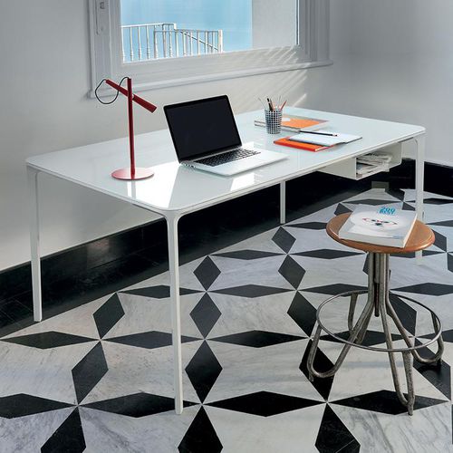 Mesa secretária de piso - SLIM - Sovet Italia - contemporânea / em madeira / em metal cromado