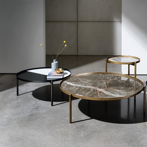 Mesa de centro contemporânea - CAMPOS - Sovet Italia - em cerâmica / com base metálica / redonda