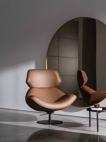 Poltrona contemporânea - Alisia - Sovet Italia - em tecido / em couro / cinza