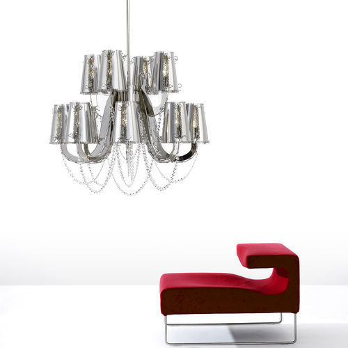 Lustre contemporâneo - LOLA : LLCCR100ST - Brand van Egmond - em cristal / em aço inoxidável / para lâmpada incandescente