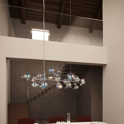 Lustre contemporâneo - BUBBLES - Brand van Egmond - em vidro / metálico / para 5 lâmpadas