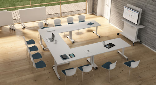 Mesa de reunião contemporânea - WINGLET - Bralco - em carvalho / em nogueira / em laminado melamínico
