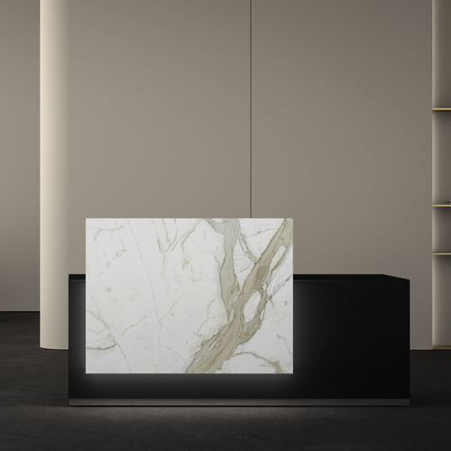 Balcão de recepção modular - LUX - Bralco - de canto / em vidro / em laminado melamínico